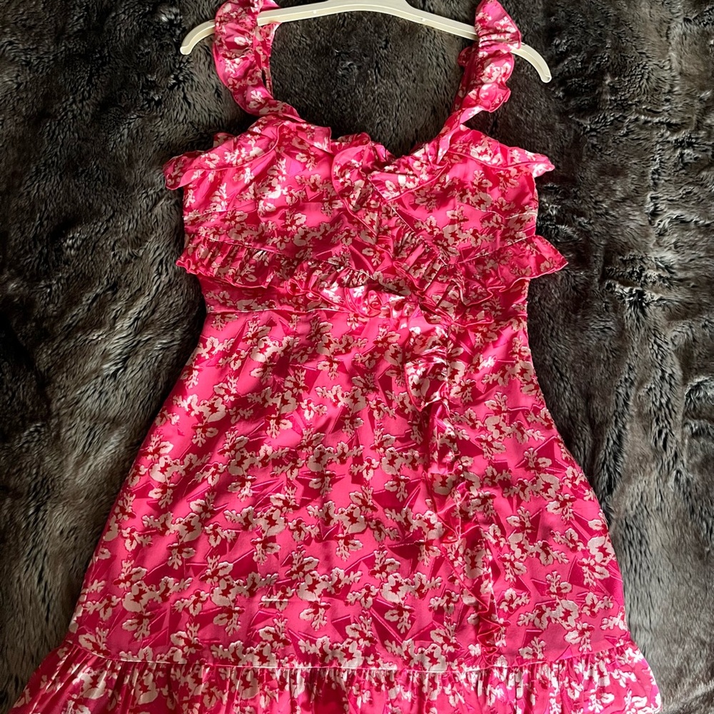 French Connection Hot Pink Floral Ruffle Sundress